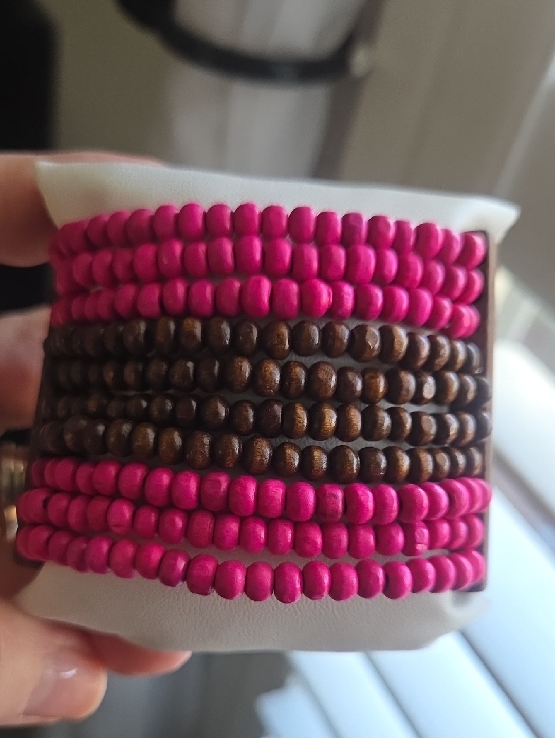 Paparazzi Pink And Brown Wood Beaded Bracelet Nwt